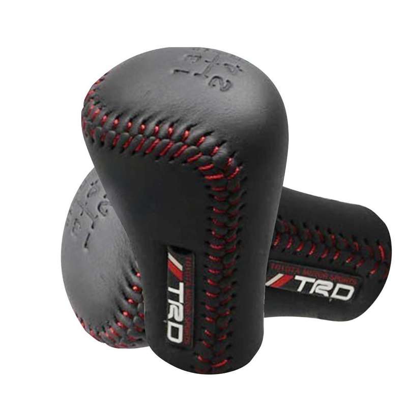 TRD Sports Leather Look Gear Knob (Black & Red)