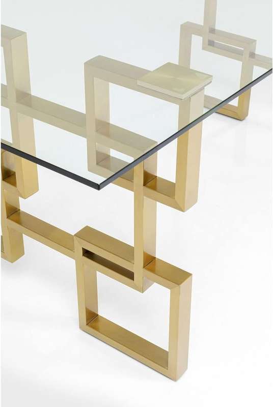 Modern Glass Dining Table With Gold Finishes