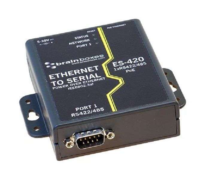 Brainboxes (ES-420) Adapter, PoE Ethernet to RS422, RS485 Serial