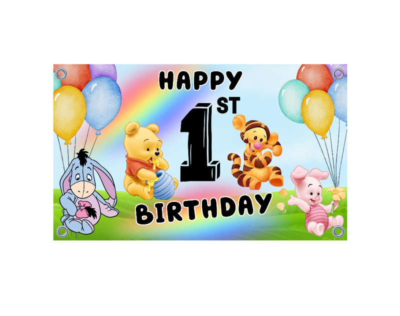 Winnie the Pooh & Friends 1st Birthday Banner