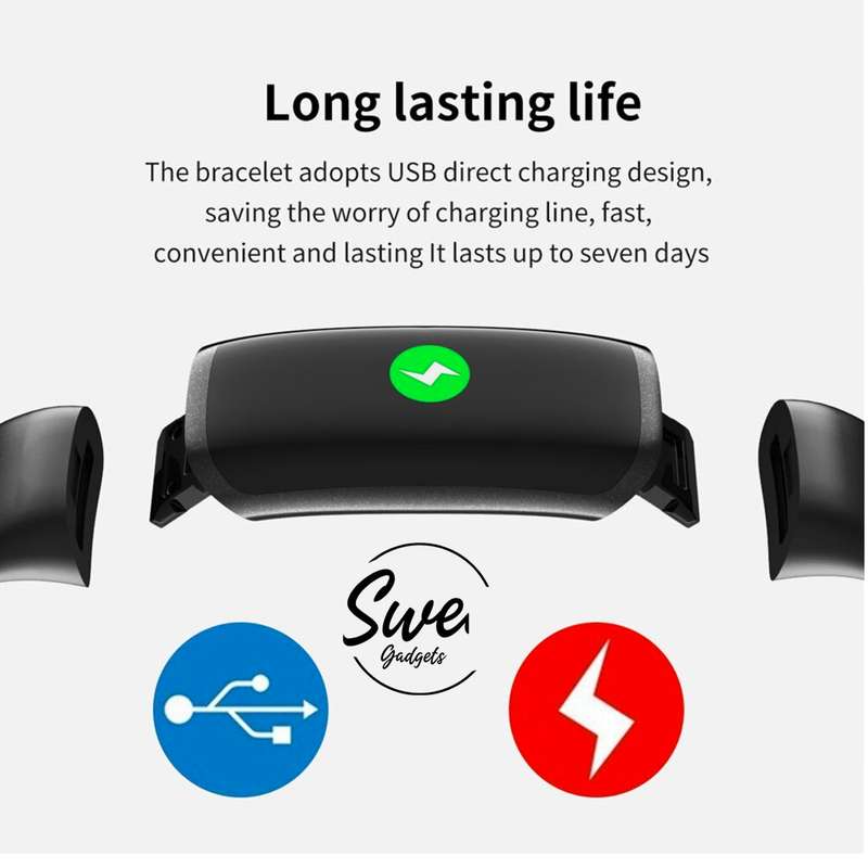 SWEG® Sport Fitness Activity Tracker With Heart Rate Monitor T4 Smart Watch - Black