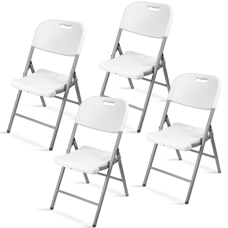 Foldable Plastic Chairs - 4 Pack- White Colour