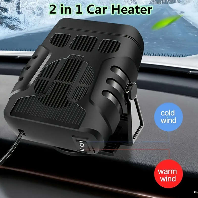 2in1 12V 120W Portable Mini Car Heater Fan - Plug-in Vehicle Defogger