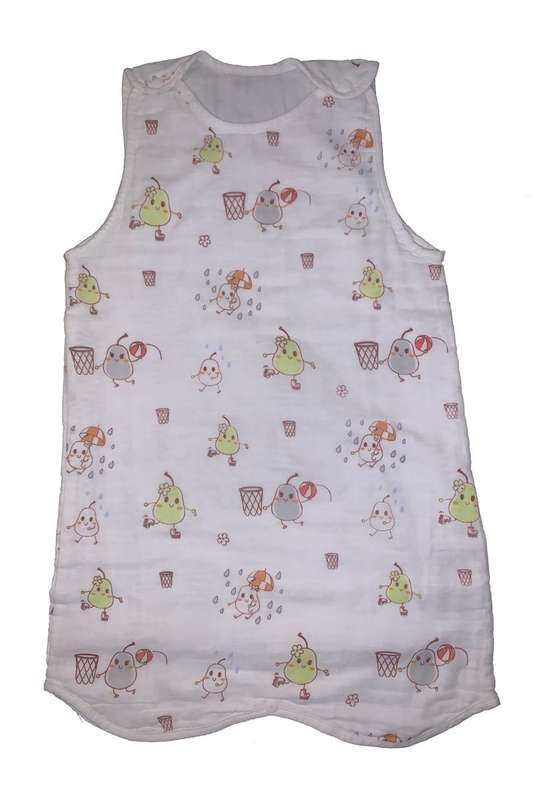 Olive Tree - 4 Layer Muslin Sleeveless Summer Sleeping Bag - Pear - White - L