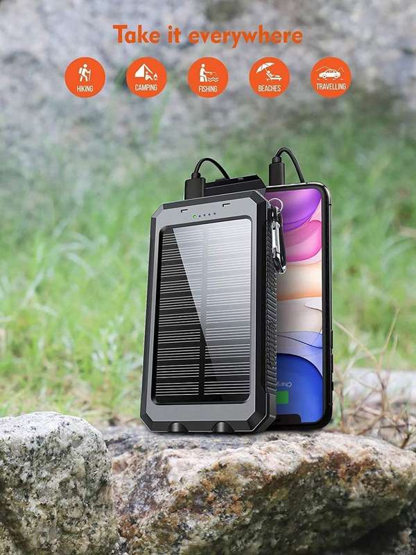 13000mAh Black Portable Outdoor Solar Power Bank with Flashlight XY-21
