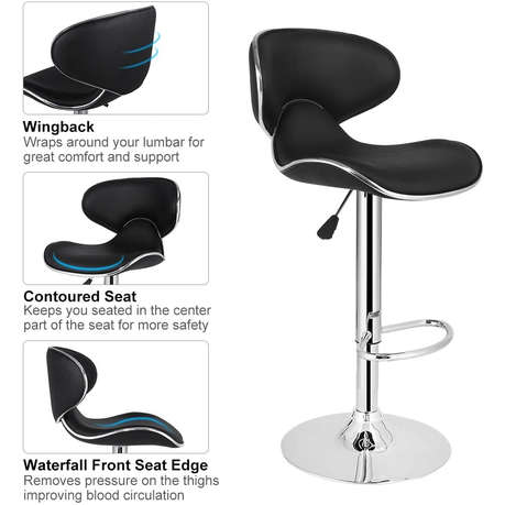 Bar Stools / Kitchen Counter Breakfast Chairs - 2 Pack