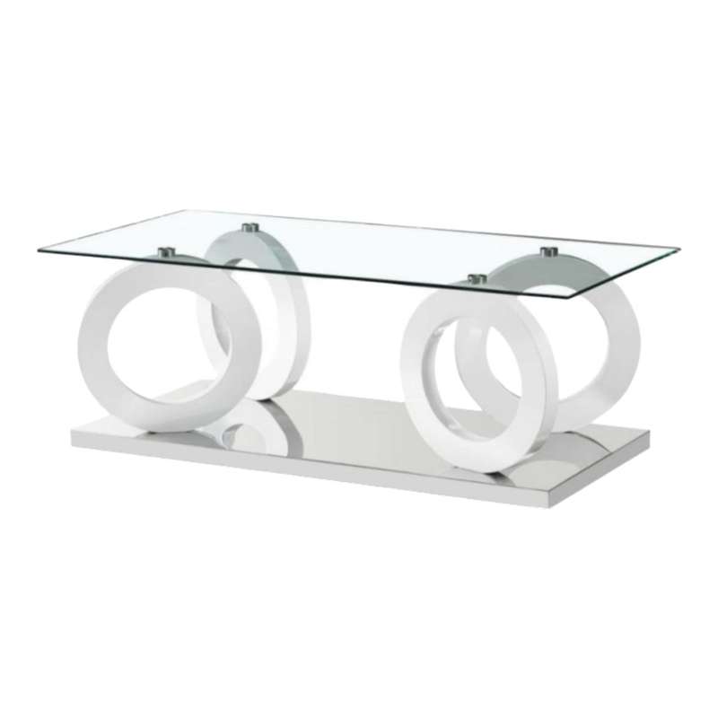 Coffee Tables - Tempered Glass Top - white Base