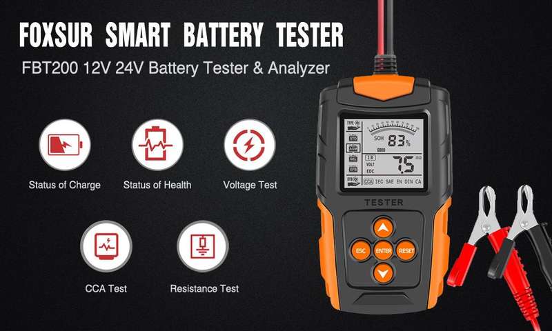 12V 24V Professional Battery Tester CCA Digital Battery Analyzer + DC pen