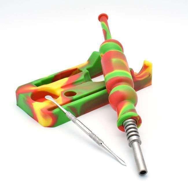 Cannabis Dab Hash 20CM Silicone Nectar Collector Dab Rig Pipe 4 Piece Kit