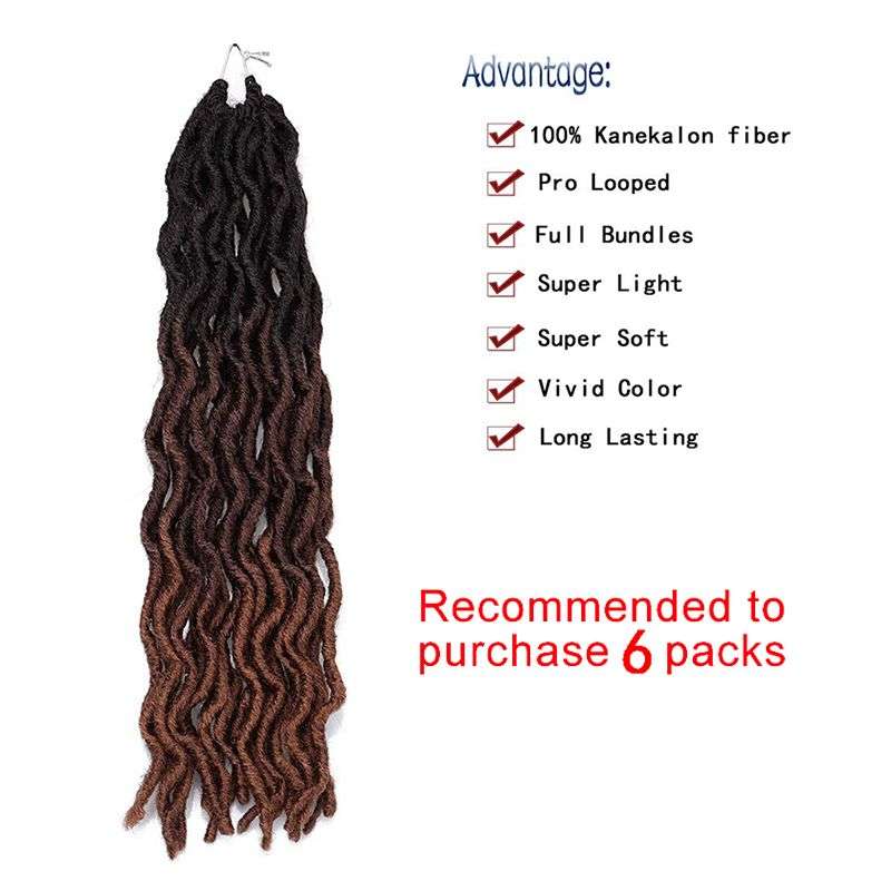 18" Wavy Gypsy Locs Ombre Crochet Hair African Roots Braiding Hair - Black