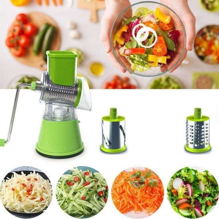 Multifunctional Shredder Tabletop Drum Grater with 3 Interchangeable Drums