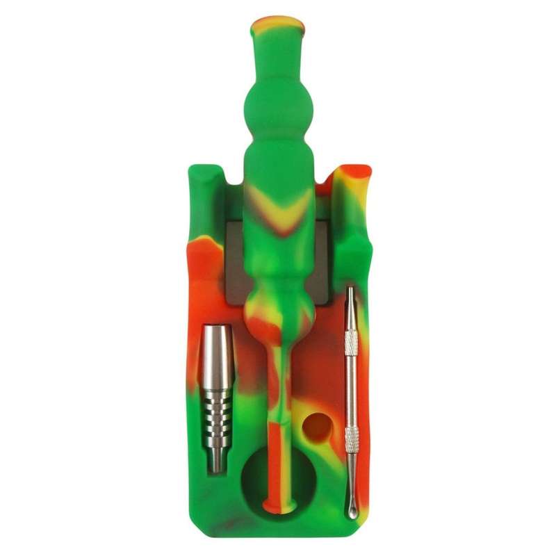 Cannabis Dab Hash 20CM Silicone Nectar Collector Dab Rig Pipe 4 Piece Kit