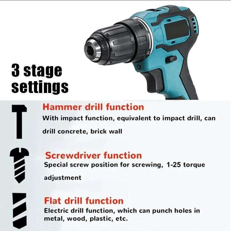 Multi-Function Power Tool Set Combination with Chargeable Cordless Drill