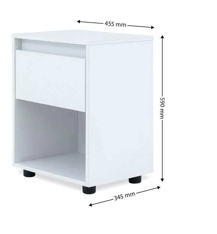 Nightstand End Table with Open Shelf - White