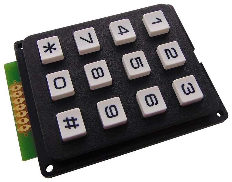 Multicomp Pro (MCAK304NBWB) Keypad, 3 x 4, Matrix, Plastic, 20 mA, 24 V