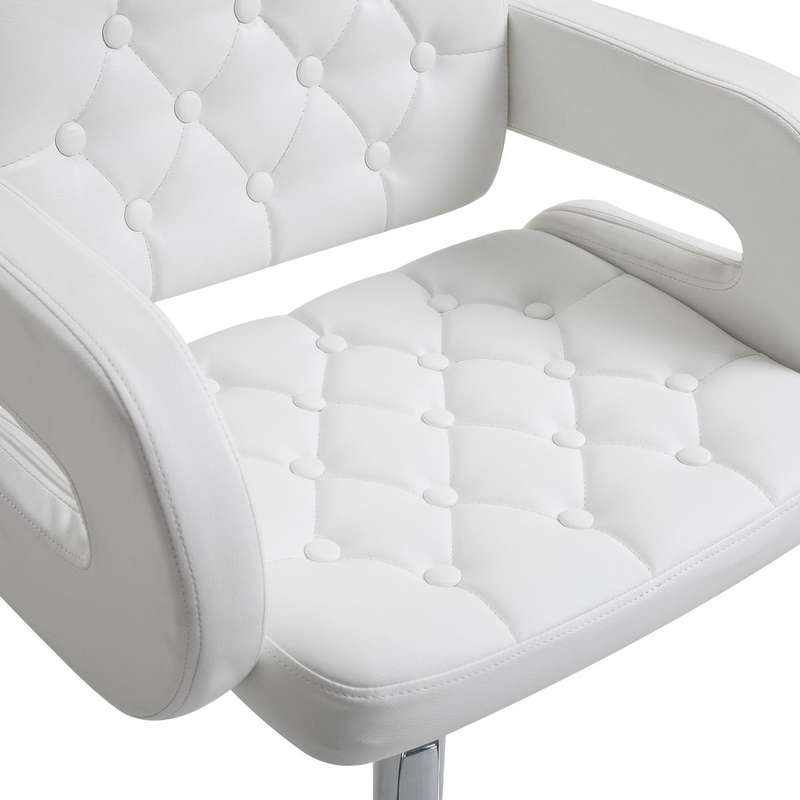 Bar Stools -Luxury Leather Barstools with Chrome Base - Set of 2 - White Colour