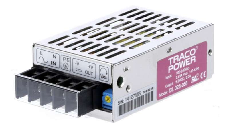 Traco Power (TXL 025-05S) AC/DC Enclosed Power Supply (PSU) 25W, 5V, 5A