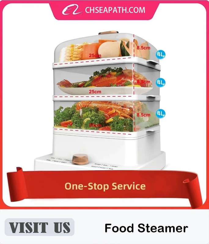 RAF White Electric Food Steamer 1200W