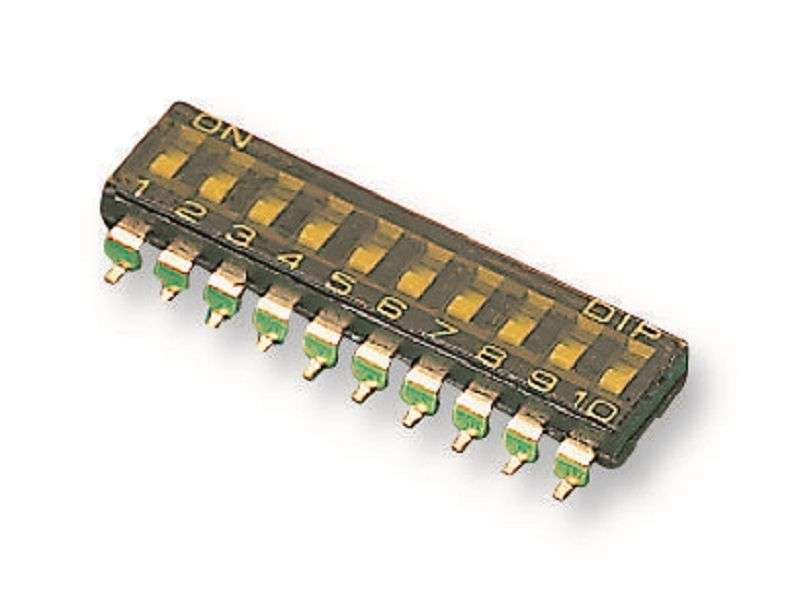 Multicomp Pro (MCDM(R)-10-T) DIP / SIP Switch, SPST, 24 VDC, 25 mA