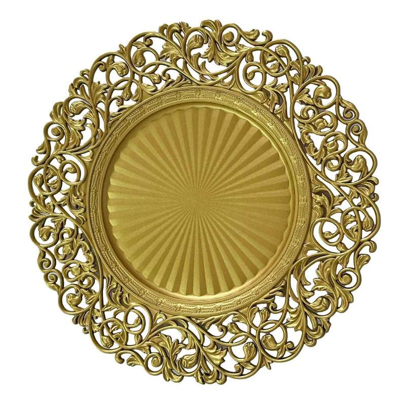 25 Pieces Gold Hollow Edge Vintage Underplate For Table Decor And Wedding
