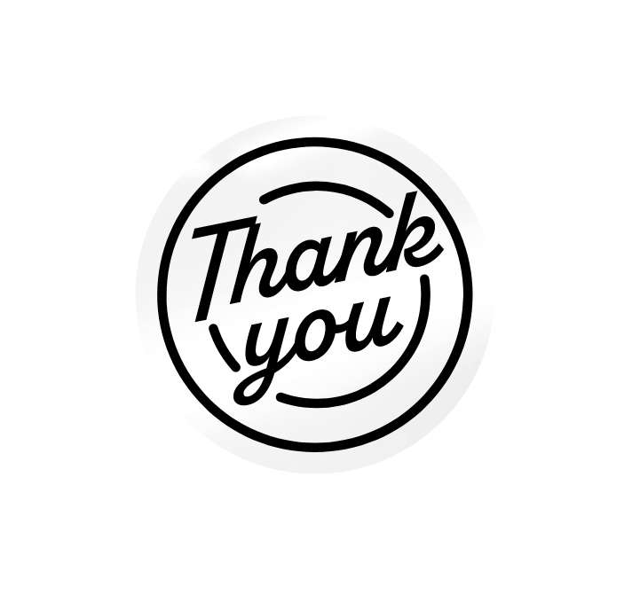 Thank You Clear Stickers - 200 Pack Vinyl Stickers - Transparent