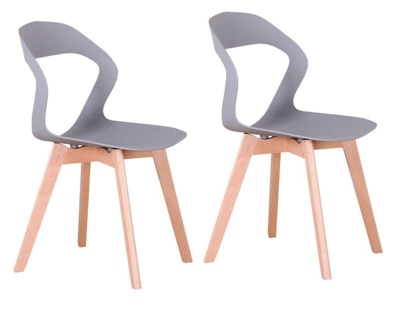 Plastic Kitchen Chair 2 Pack - Grey