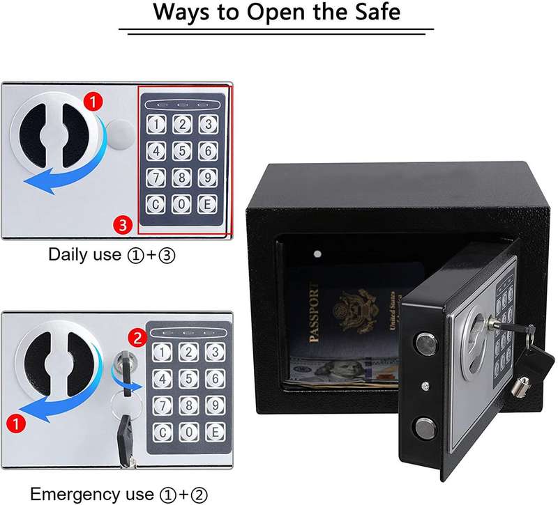Digital Safety Security Box Safe Deposit Box - Black