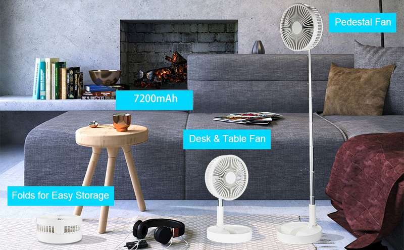 Rechargeable Extendable Folding Fan