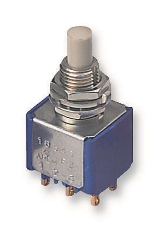 Apem (18545CD) Pushbutton Switch, 18000, 6.5 mm, DPDT, On-(On), Plunger
