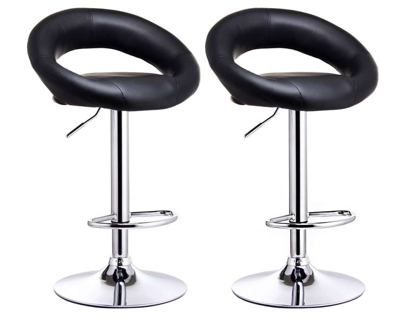 Leather Plush Bar Stools - Set of Two