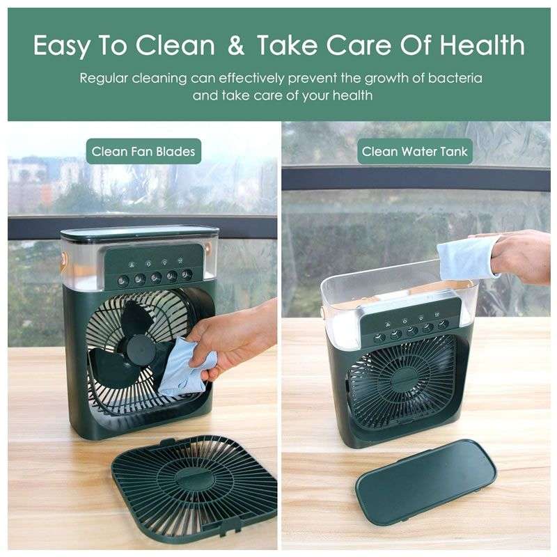 7 Colour Led Portable Air Cooler Fan With Mist Spray