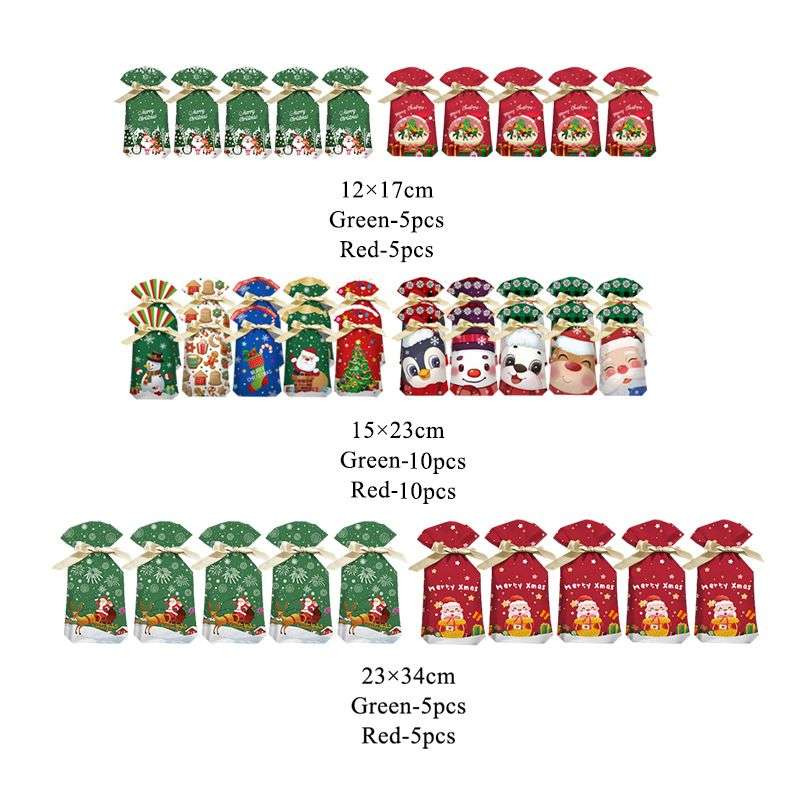 Jacaranda 40PCS Christmas Bags With Drawstring Candy Gifts Packing Bags
