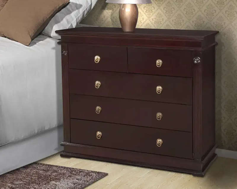 Rectangular stain resistant chest of drawers in Mahogany or white