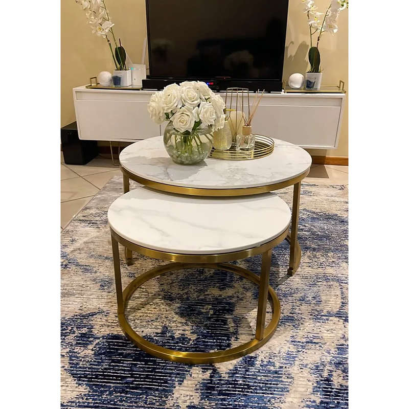Marble Top Nesting Coffee Tables - 2 Pack
