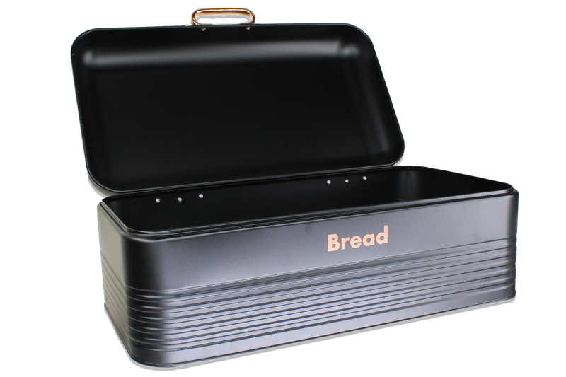 Retro Design Two Loaf Bread Bin with 3 Piece Matching Canister Set - Black (PLEASE READ DESCRIPTION)