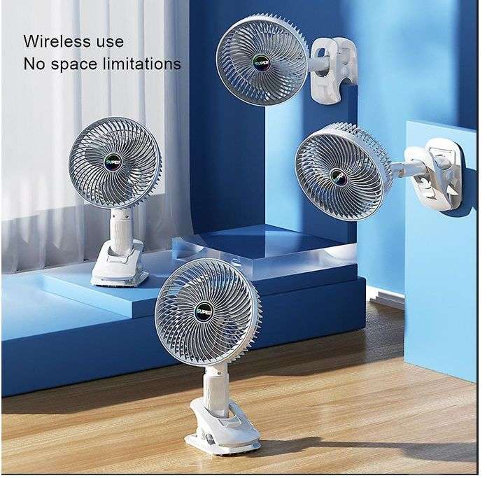 Portable Type C Rechargeable Desktop Clamp Fan - Grey