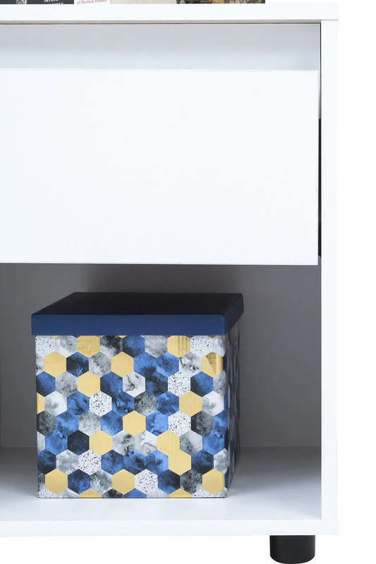 Nightstand End Table with Open Shelf - White