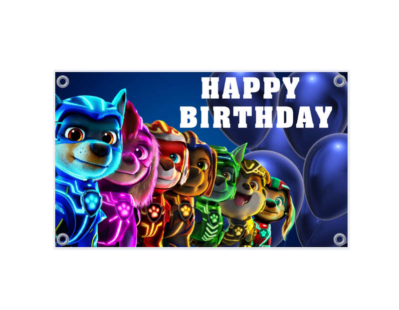 Paw Patrol Mighty Pups Birthday Banner