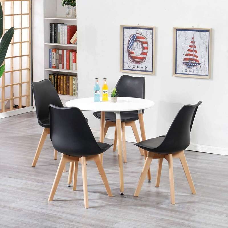 Modern and trendy padded chairs with wooden legs-8 Pack