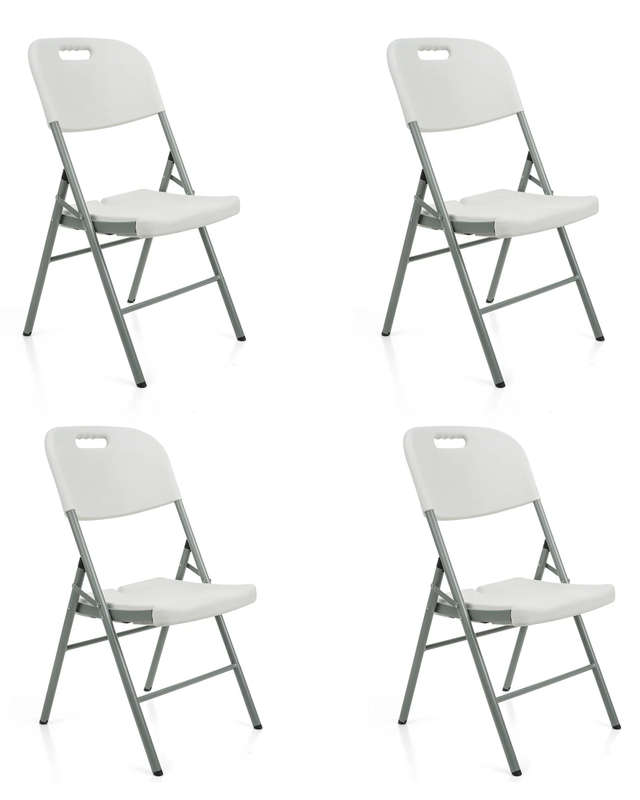 Foldable Plastic Chairs - 4 Pack- White Colour
