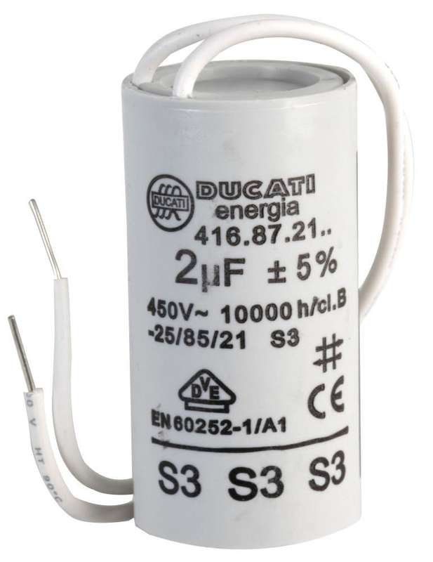 Ducati (4.16.87.21.06) Motor Run Capacitor, Metallized PP, Can, 2 µF