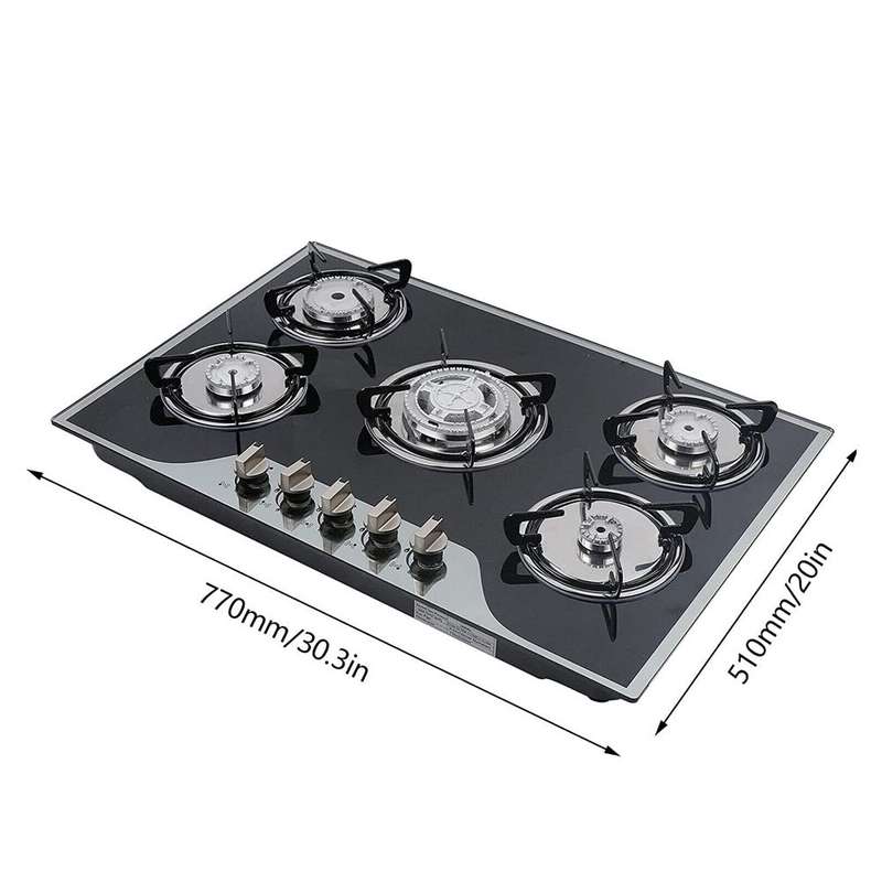 Digimark Glass Top Gas Stove - 5 Burner 77x51cm