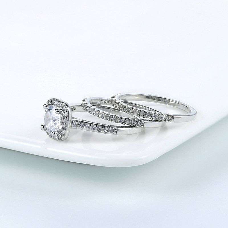 Wedding Rings for Women Princess Engagement Ring Set - 6