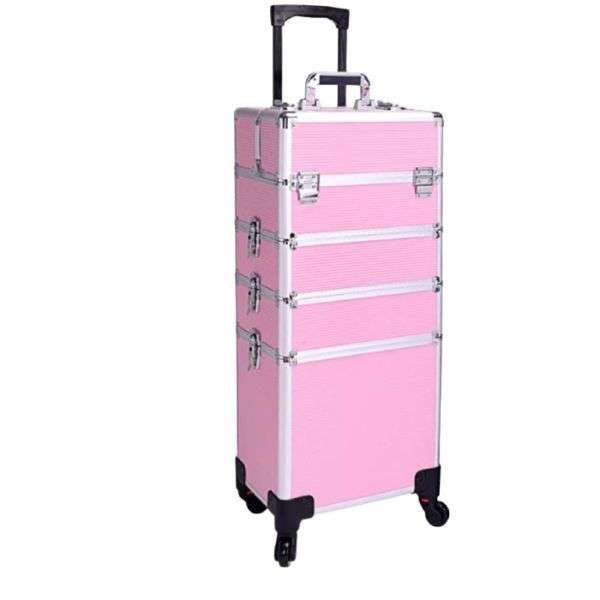 Pink Professional Makeup Cosmetics Trolley Case (4 in 1)