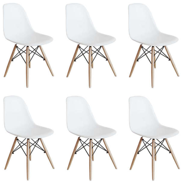 6 Wooden Leg Chairs