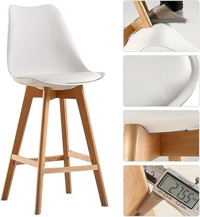 Modern and Stylish Padded Bar Stool - White