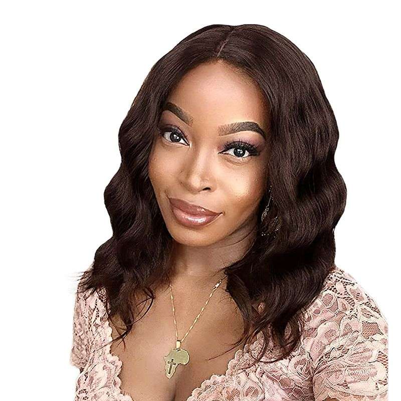 14inch Short Curly Wig Synthetic Shoulder Length Ombre Wigs - Brown Mixed Blonde