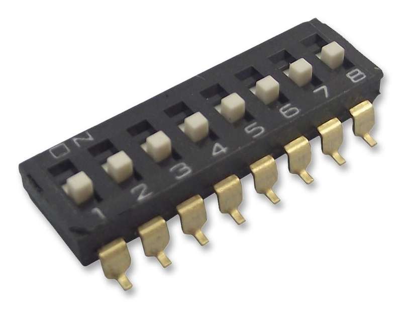 Omron (A6S8104H) DIP / SIP Switch, 8 Circuits, Slide, Surface Mount,
