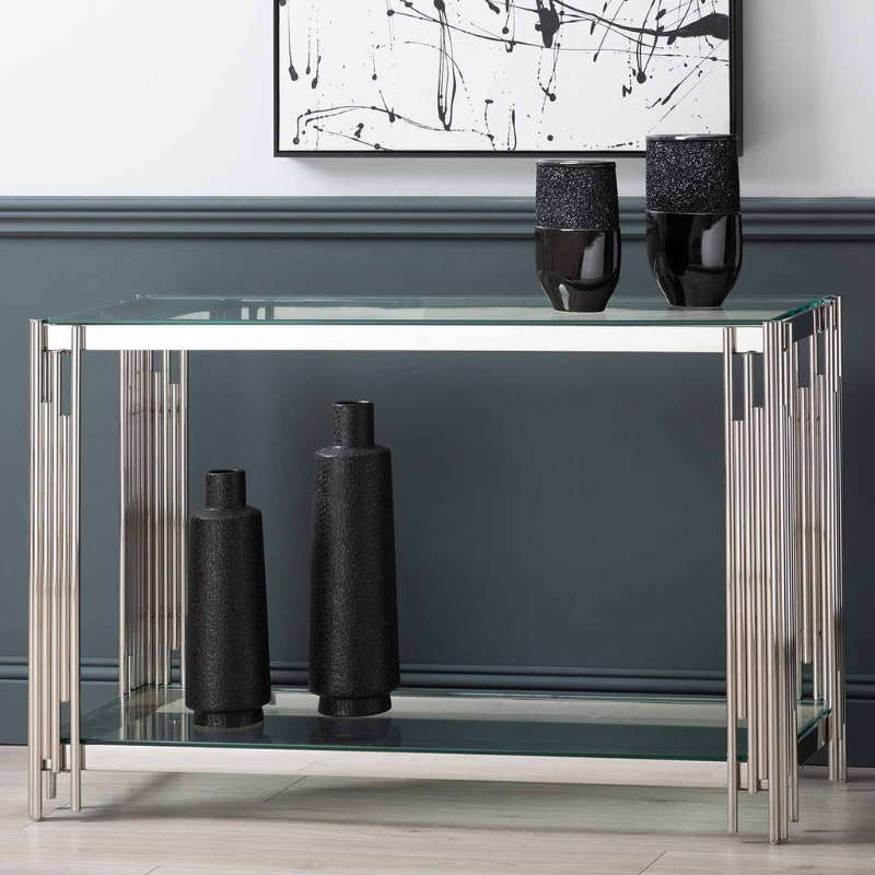 Acero Glass Top Console Table