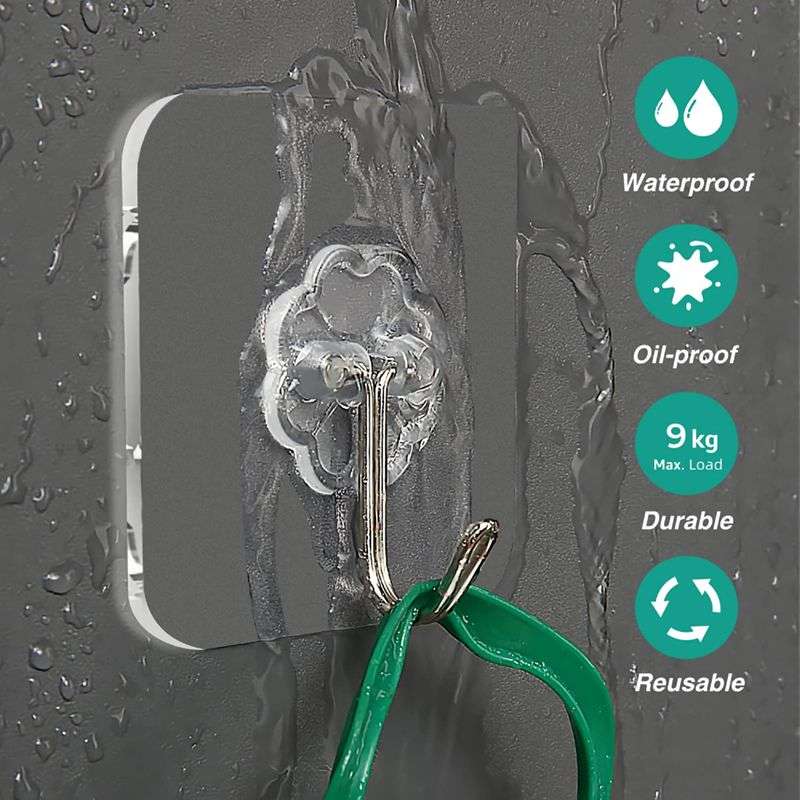 DHAO 5 Pack Heavy Duty Self Adhesive Hooks With Purse Hanger Hook - White